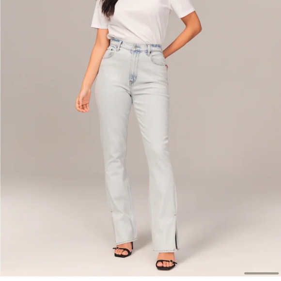 Abercrombie curve love ultra high rise 90s jeans light with vent hem - Picture 1 of 5